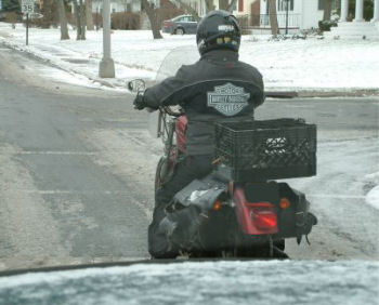 Ride a motorcycle in the winter