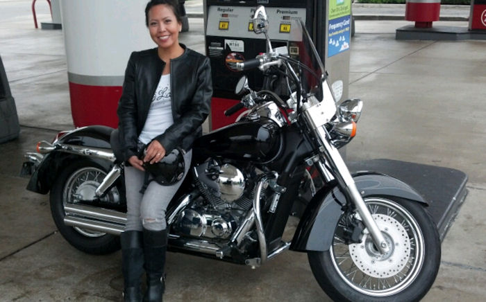 Women on Motorcycles Picture of a 2009 Honda Shadow Aero 750